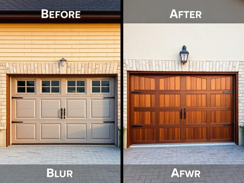 Before and after garage door installation comparison